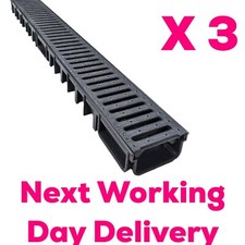 3 Shallow Drainage Channel 1m 50mm Deep BLACK