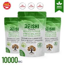 REISHI MUSHROOM DUAL EXTRACT CAPSULES ( 20:1 EQUIVALENT TO 10,000MG ) VEGAN CAPS