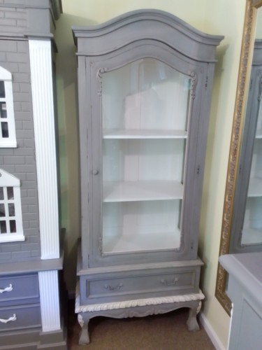 Ornate grey wooden display - ornate,