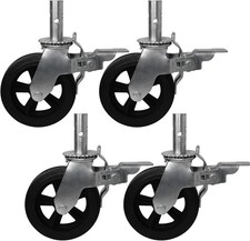 8 Inch Scaffolding Wheels, Set of 4 Scaffold Caster 4 pack-1-3/8 Round Stem 