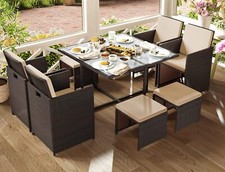 8 SEATER CUBE RATTAN GARDEN FURNITURE SET CHAIR SOFA TABLE PATIO WICKER