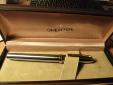 Vintage " Sheaffer Prelude " Brushed Steel Gold / Trims Medium Nib Fountain Pen.