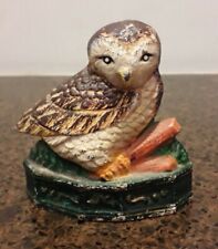 Vintage Painted Cast Iron Owl Door Stop B11