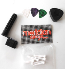 Pack 6 x White Acoustic Guitar Bridge Pins String winder Pick Holder & 3 x Picks