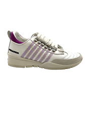 Women's Designer Leather DSquared White and Purple Trainers EU 36 UK 2