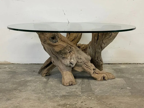 Vintage driftwood coffee table - coffee,