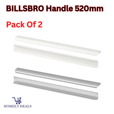 2x IKEA BILLSBRO Handle 520mm Kitchen Cabinet Drawer Door Pulls White And Steel