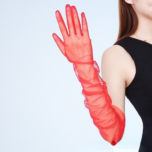 Lady long gloves mesh - long, evening