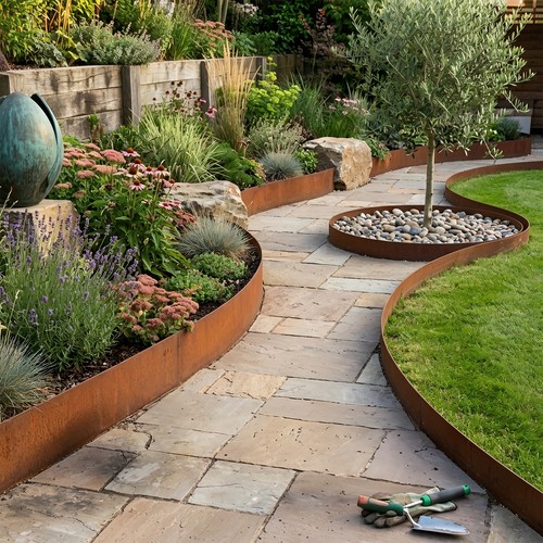 Metal lawn edging garden - lawn,