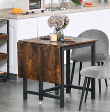 Drop Leaf Dining Table Industrial Breakfast Kitchen Small Rustic Metal Folding