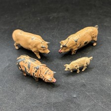 Antique Die-cast Farm Yard Model Set FOUR PIGS Vintage Toys MADE IN ENGLAND