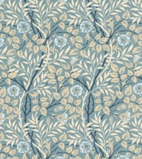 WILLIAM MORRIS CURTAIN FABRIC 'SWEET BRIAR' 2.7 METRES MINERAL/LINEN 100% COTTON