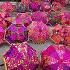 Wedding Decorative Indian Embroidered Parasol Sun Shade Umbrella Wholesale Lot