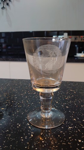 Stemmed glass with etched - stemmed,