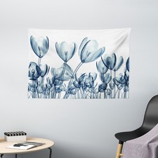 Teal White Wide Tapestry Flower X-Ray Picture