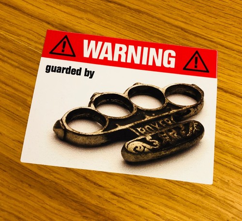 Warning brass knuckles sticker - warning,