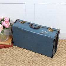 Vintage 1950's/60's Blue Suitcase. Clean & Dry Interior for Storage.