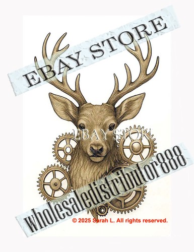 Deer clock tin sign ornate
