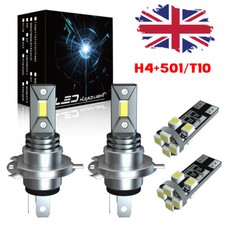For RENAULT TRAFFIC 2001-ON H4 501 LED High/Low/Side Headlight Bulbs Super White
