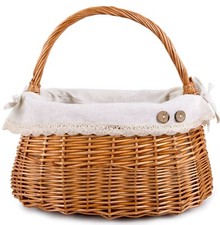 Wickerfield Oval High Handle Wicker Shopping Baskets Gift Hamper with Fabric