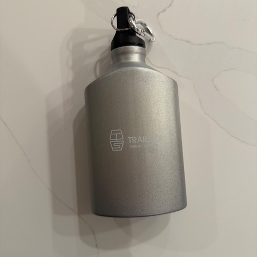 Metal water bottle silver oval - metal,