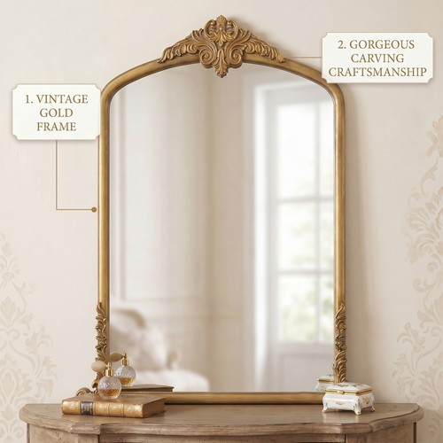 Vintage arched mirror large - arched,
