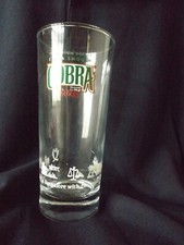 COBRA INDIAN EMBOSSED BEER ½ PINT GLASS THICK BASE WITH LOGO WIDGET IN BASE
