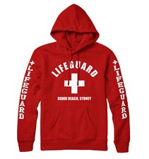 Lifeguard Hoodie With Your Personalised Destination Print Red Men Women Kids 312