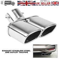 Universal Dual Twin Exhaust Pipes Muffler Trim Pipe Tail Tip Stainless Steel
