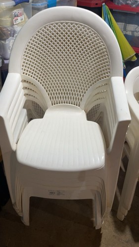 Stacking armless white plastic - stacking,