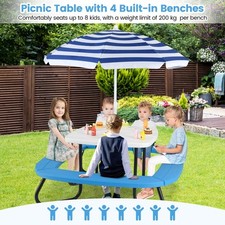 Toddlers Indoor Outdoor Activity Table Kids Picnic Table w/4 Benches-White