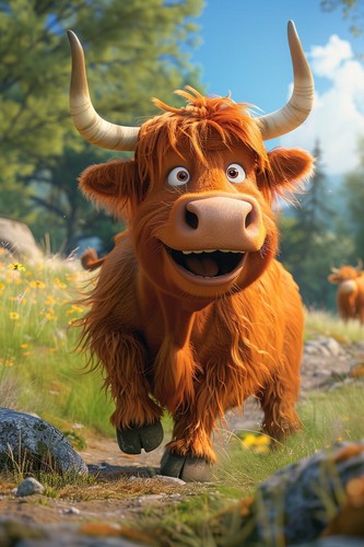 Highland cow canvas picture - cow,