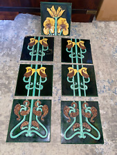 Art Nouveau Evening Primrose Tiles Fireplace Antique Deco Salvage Job Lot