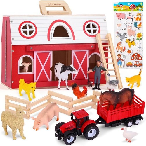 Wooden barn toy set with - set, farm
