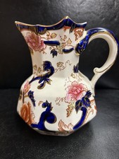 Masons Blue Mandalay Ironstone Jug Gold Pink Floral New- Other-13cm Collectible 