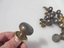 Vintage Brass Cabinet Knob Drawer Handle Pull Plate Old Cupboard Retro -£7each