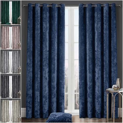 Crushed velvet curtains pair - curtains,