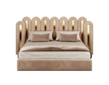 Panel Bed Frame With Gold Mirror Inlays Modern Luxury Bedroom Furniture