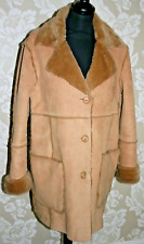 GALERIES LAFAYETTE Faux Fur Coat Sheepskin/Faux Suede Camel/Beige Mid-Length LRG