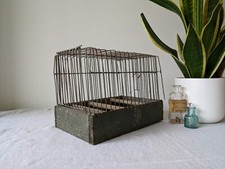 Vintage Green Wire Show Carry Bird Cage Decorative Bird Cage Wooden Antique Prop