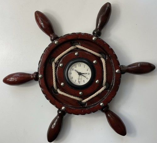 Vintage wooden ships wheel - wooden,
