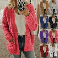 Women Teddy Bear Coat Ladies Winter Fleece Cardigan Fluffy Jacket Tops Plus Size