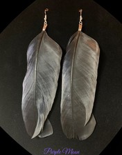 REAL CROW FEATHER DANGLE DROP