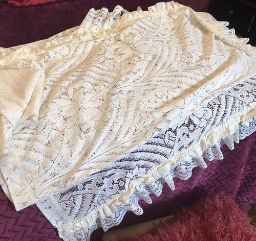 Cream vintage nottingham lace - vintage,