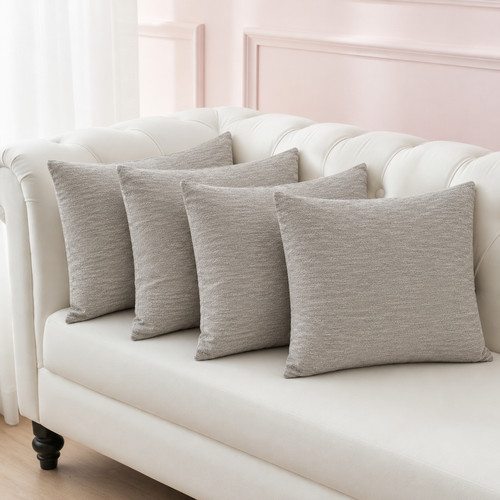 Set grey chenille - chenille, cushion