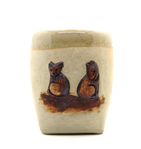 Vintage studio pottery cat fox - vintage,