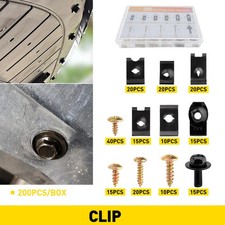 200X Universal Metal U-Type Screw + Clips Car Bumper Fender Trim Panel Fastener