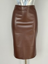 Brown Faux leather Knee Length