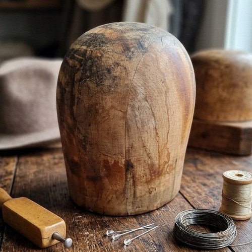 Antique wooden millinery hat - antique,