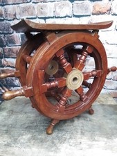 Wooden Ships Wheel Side Table